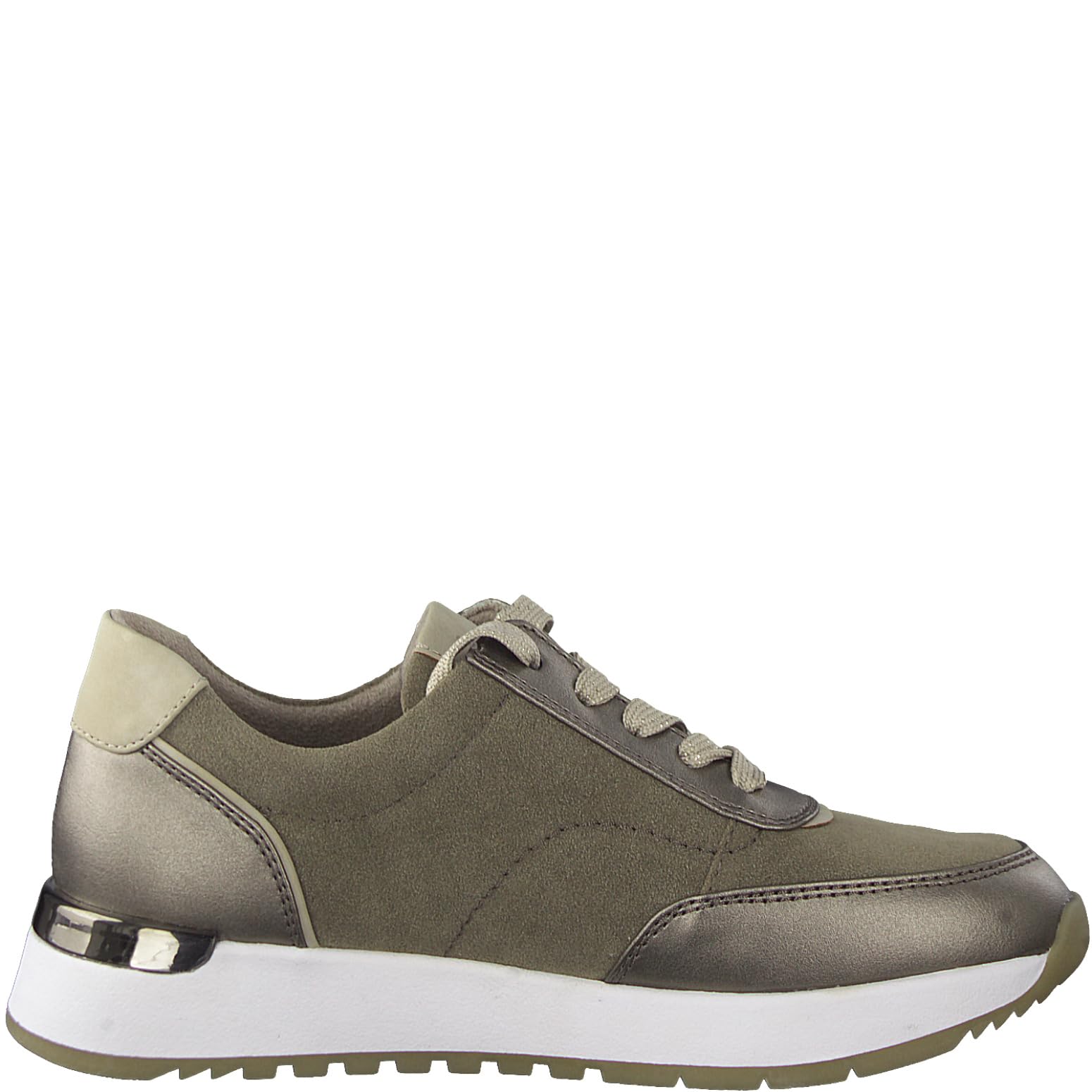 Jana Women’s Flat Sneakers Elegant with Laces and Zip Wide H Extra Width, Taupe, 6 UK