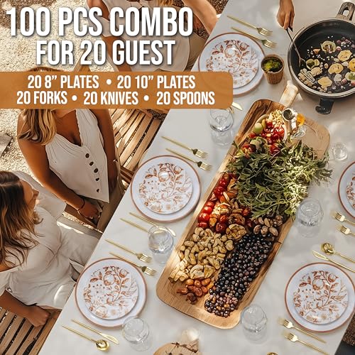 Trendables 100 Piece Gold & Silverware Dinner Party Set