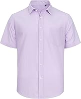 Vista 18 de J.VER Camisas de manga corta de lino y algodón para hombre, estilo informal, ligeras, con botones, para vacaciones, playa y verano, con bolsillo