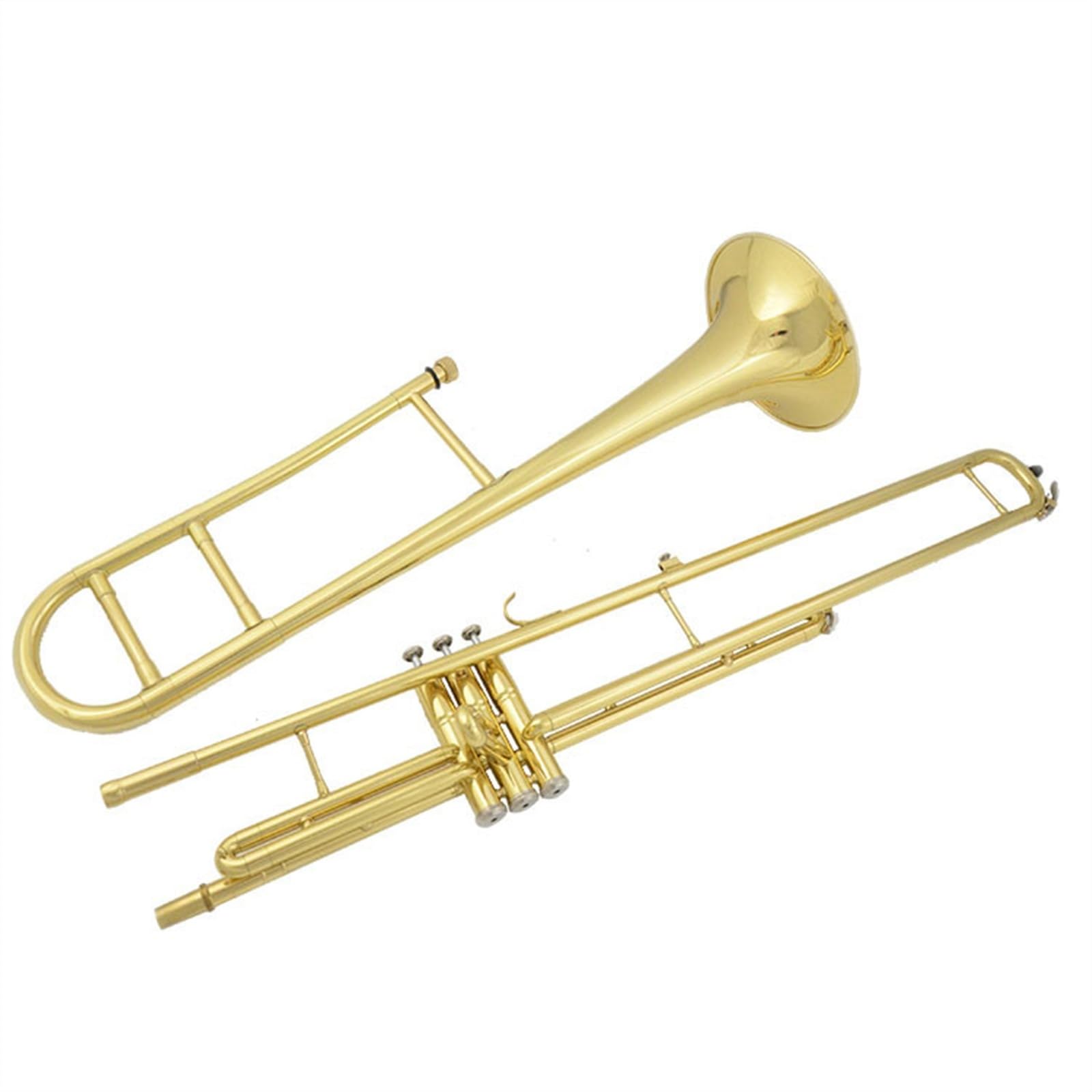 Trombone Ténor Si Bémol En Laiton Laqué Or Trombone À Piston À Trois Touches Avec Boîte De Rangement Et Accessoires Kit de Trombone