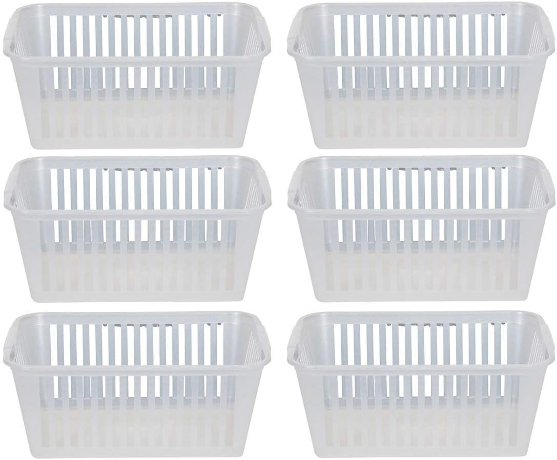 Whitefurze Transparent plastic baskets, 25 cm, Set of 6.