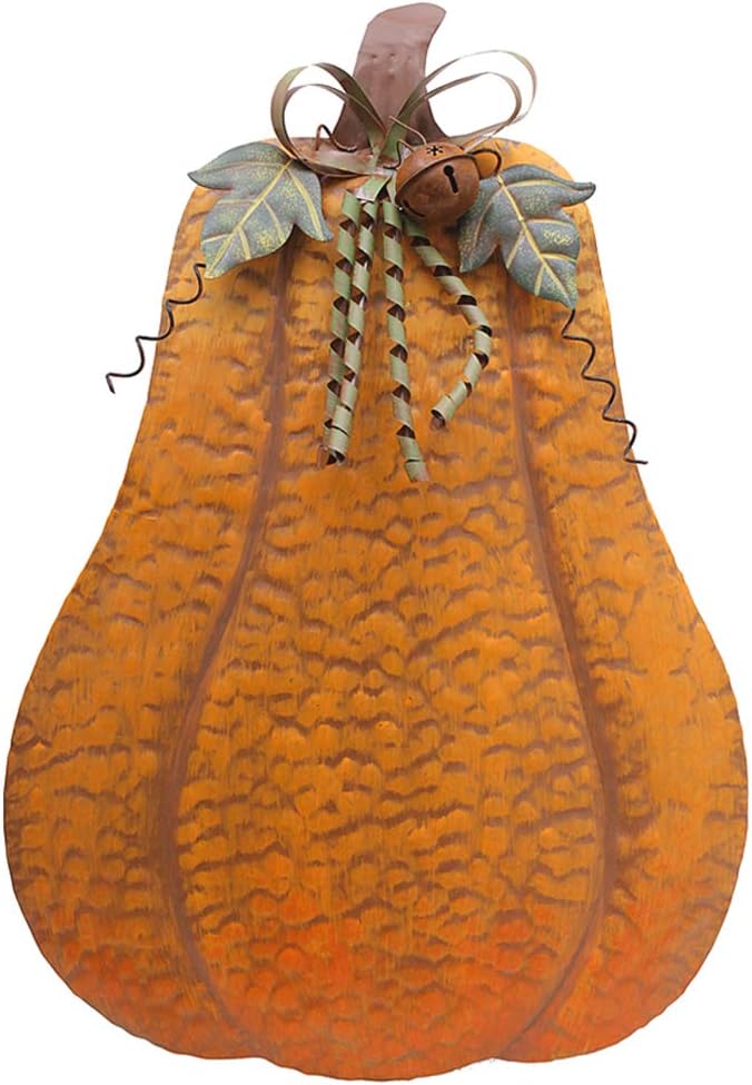 Metal Pumpkin Decor Standing Flat Pumpkin Statue Sign Fall Decoration Pumpkins Tabletop Decor for Porch Yard Garden Home Autumn Harvest Centerpiece Thanksgiving Outdoor 13.5"