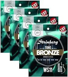 Kit Com 04 Encordoamentos Cordas Para Violão Aço Strinberg 011