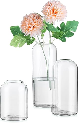 Inweder Jarrones de cristal  Juego de 3 elegantes jarrones transparentes para bodas, fiestas, decoración del hogar