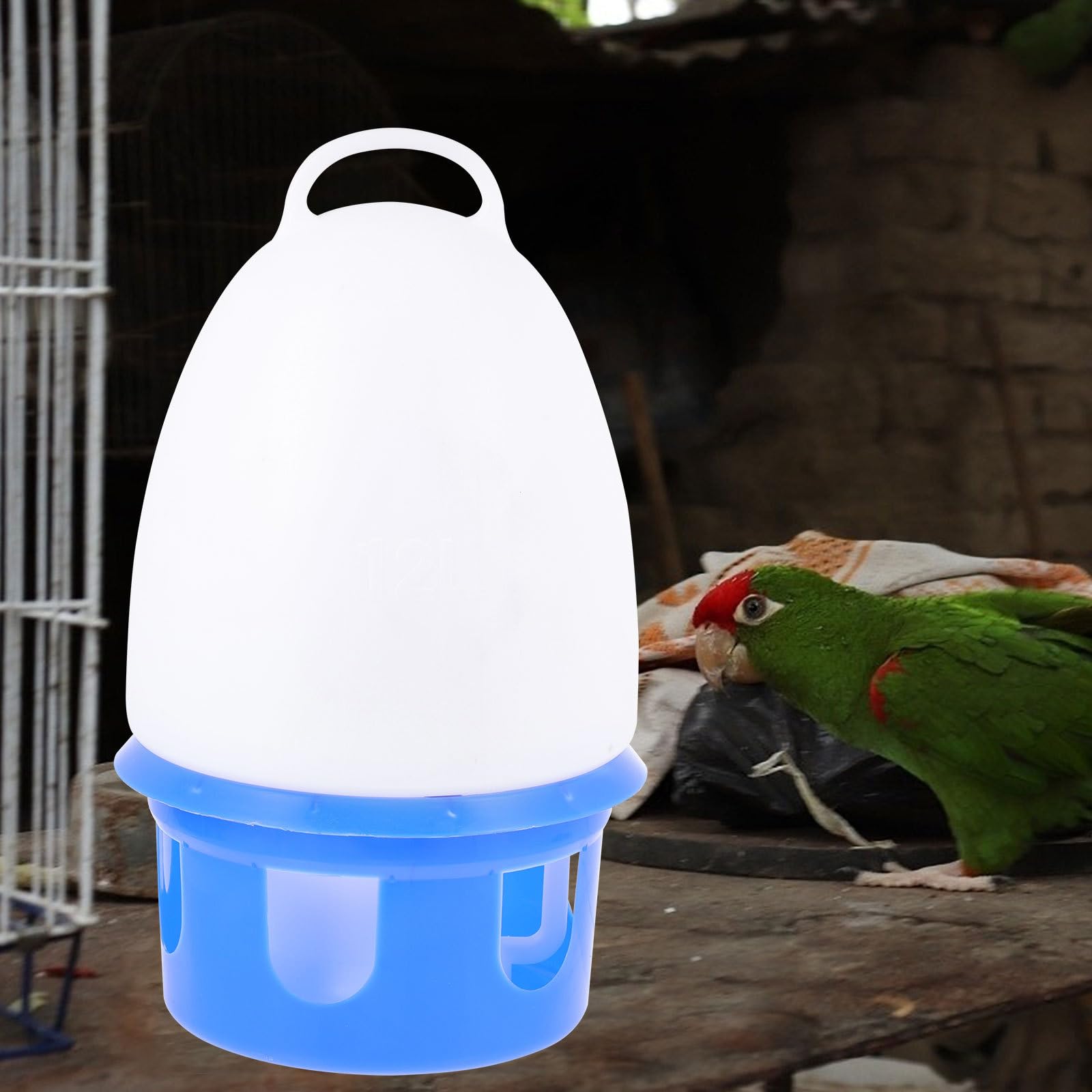 Abreuvoir pour Oiseaux en Plastique PVC Bleu, Modèle Rond, 1 Pièce | Amovible, Facile à Nettoyer Utiliser, Design Robuste, pour Perroquets et Colombes