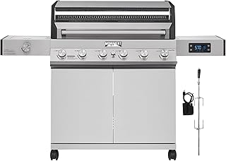 6-Burner Convertible Natural Gas Smart bbq Grill Stainless Steel Denali D605 with Rotisserie Kit