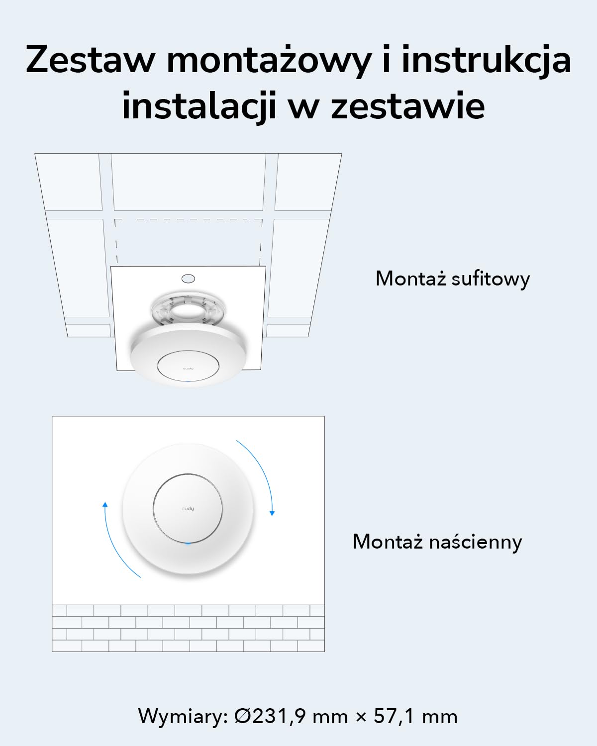 Cudy AC1200 gigabitowy bezprzewodowy punkt dostępowy Gigabit RJ45 biznesowe rozwiązanie WiFi z obsługą siatki, kształtowanie wiązki, bezproblemowy roaming, zasilanie MU-MIMO PoE lub DC zasilacz biały