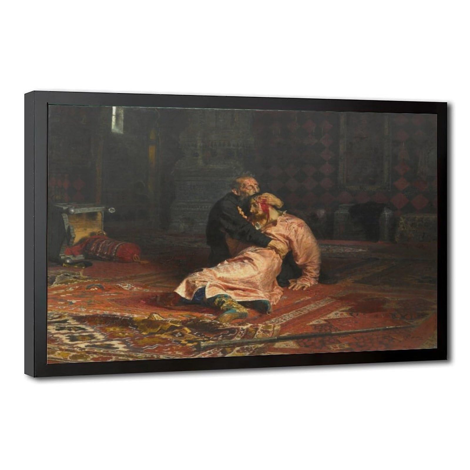 WCYB Ilya Repin - Ivan The Terrible And His Son Ivan Posters Prints Canvas Deco Paintings Wall Art Hangable Frame 8" L X 12" W