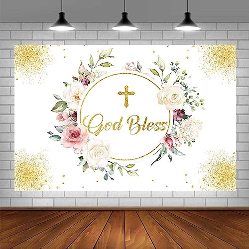 Miniatura 3 de Sendy Telón de fondo de 7 x 5 pies para la primera comunión, bautizo, decoración de fiesta, suministros para niña, fondo de fotografía de cruz