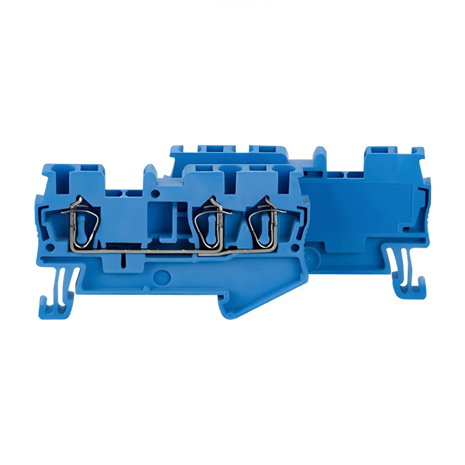 50Pcs ST-2.5-Twin Wire Conductor Electrical Wiring Pull Type 3 Conductors Din Rail Terminal Block(Orange)