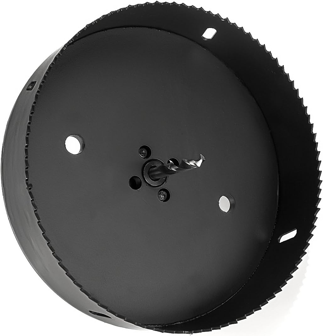 6-5/8 Inch Hole Saw with Heavy Duty Arbor, HSS Bi-Metal Holesaw Drill Bits for Can Light, 6.5In Hole Cutter for Drilling Holes in Wood, Plastic, Drywall, Thin Metal, 168MM Recessed Hole Saw(Black)