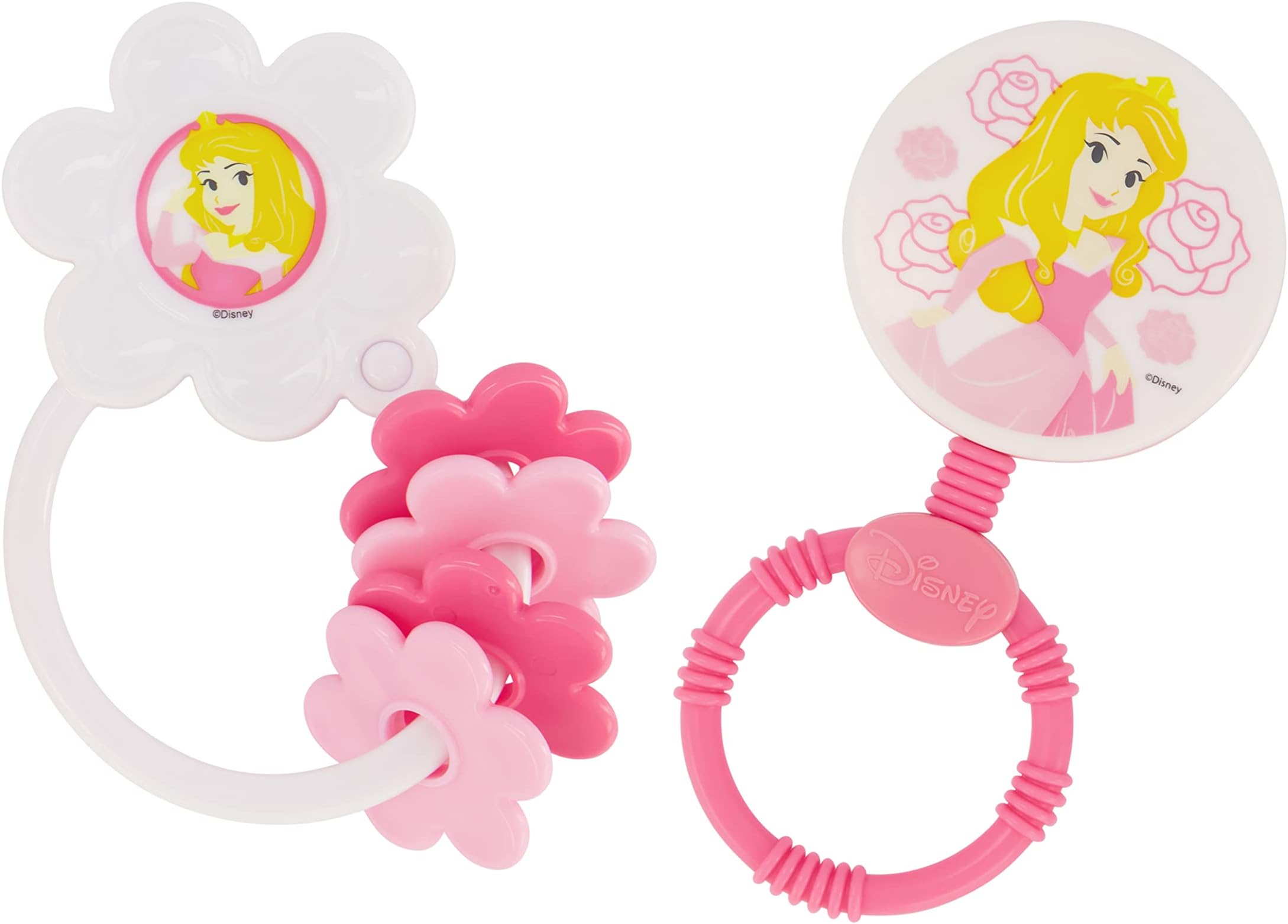 Amazon.com : 2 Pack Disney Princess Character Shape Rattle and Keyring ...