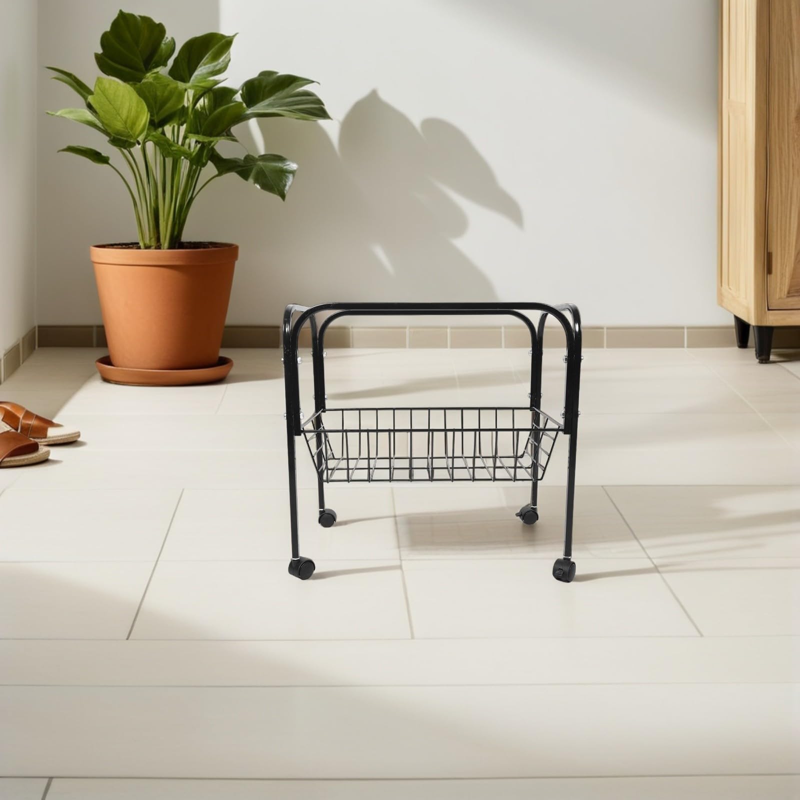 Toyvian Soporte para Jaula de Pájaros de Hierro con 4 Ruedas Giratorias y Estante Espacioso, Base Móvil Estable para Jaulas Cuadradas y Rectangulares, Adecuado para Interior y Balcón