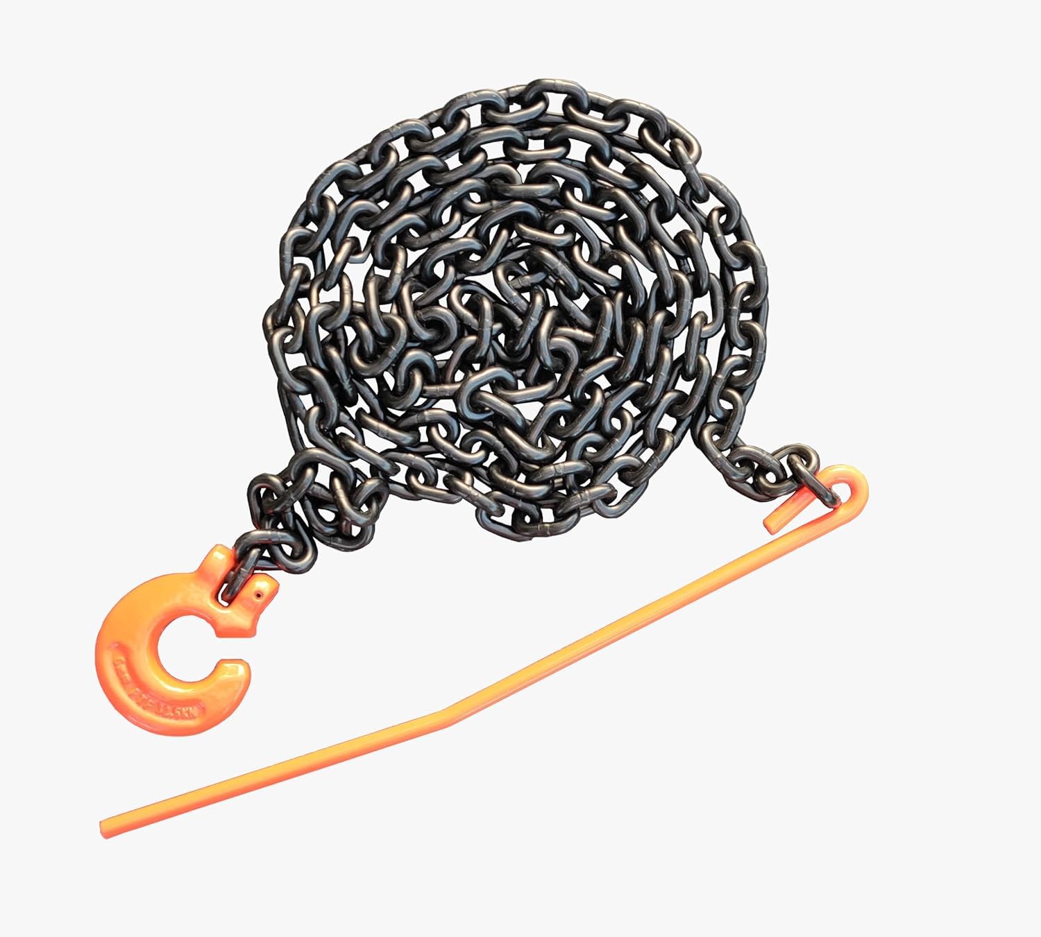 Chaîne Forestière 8mm 4000 DaN Avec Crochet GK8 - Longueur 4m, Noire, Norme EN818-2