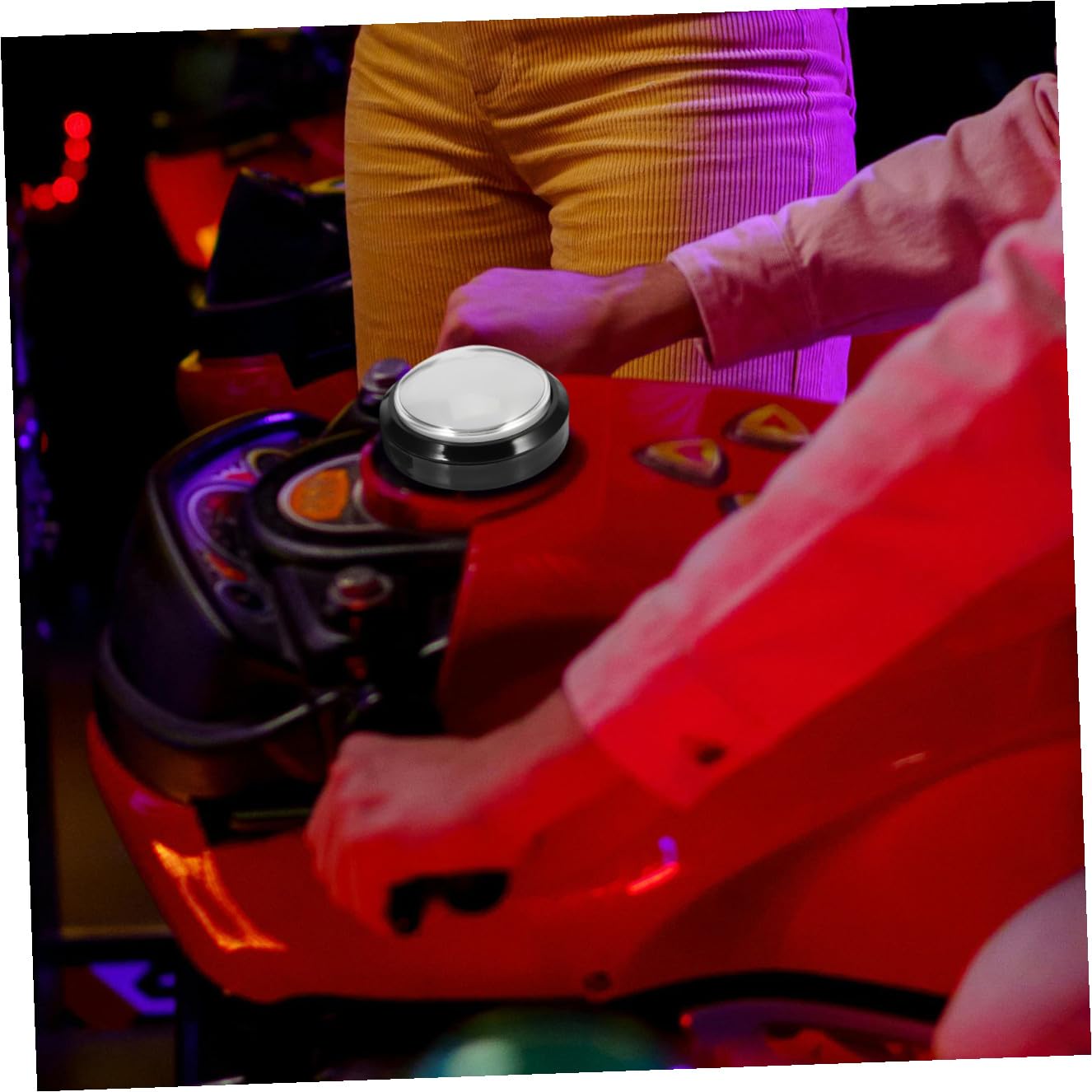 SUPVOX Pulsante di Ricambio Rotondo Luce Bianca per Macchina da Gioco, Interruttore a Microcontatto in ABS e Metallo per Giochi Arcade e Progetti DIY