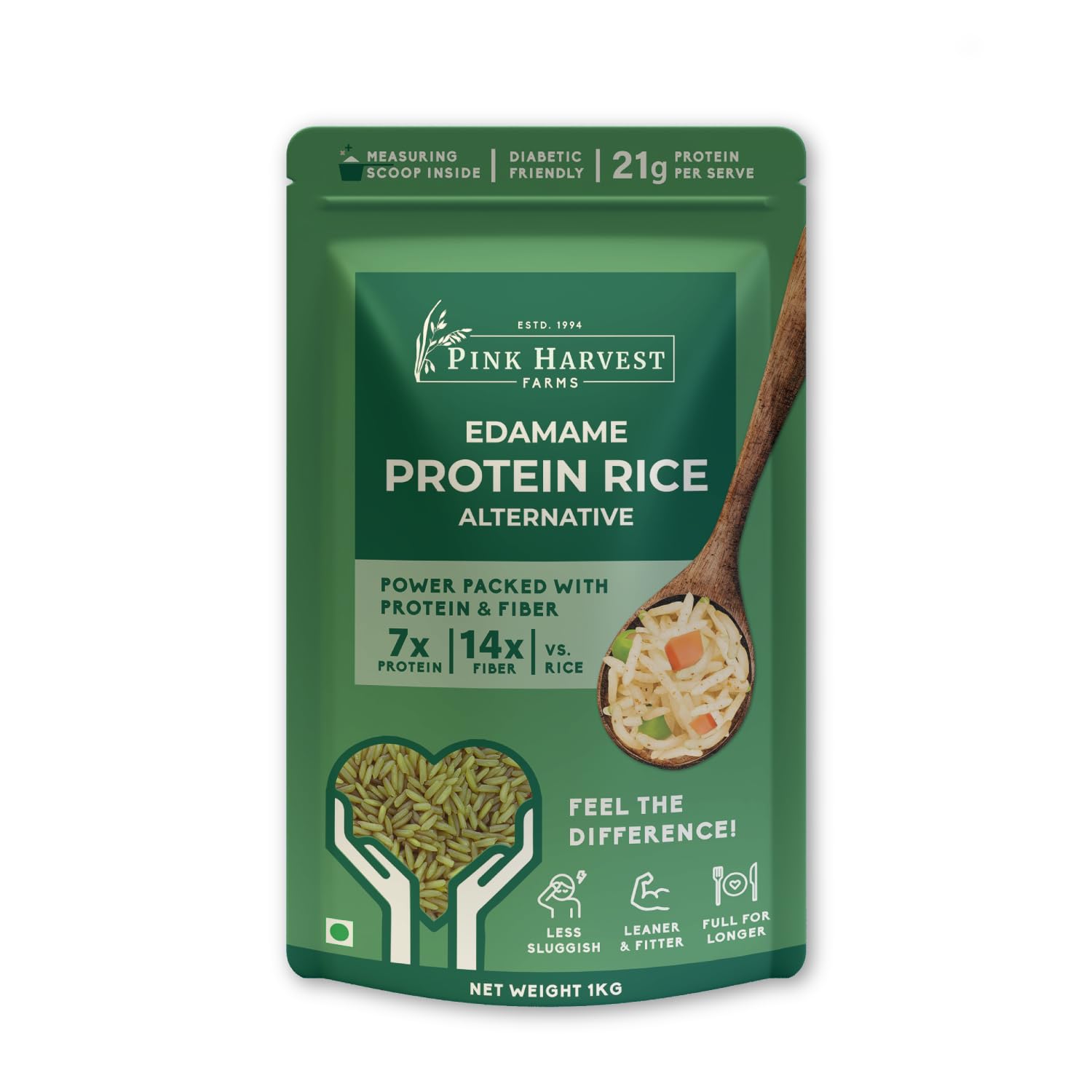 Pink Harvest Farms Edamame High Protein Rice| Vegan |Low GI | Diabetic Friendly - 1 Kg-image-31