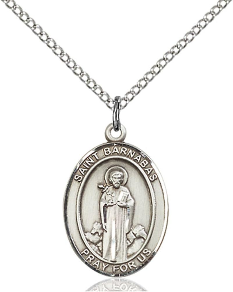 Bonyak Jewelry St. Barnabas Hand-Crafted Oval Medal Pendant in Sterling Silver