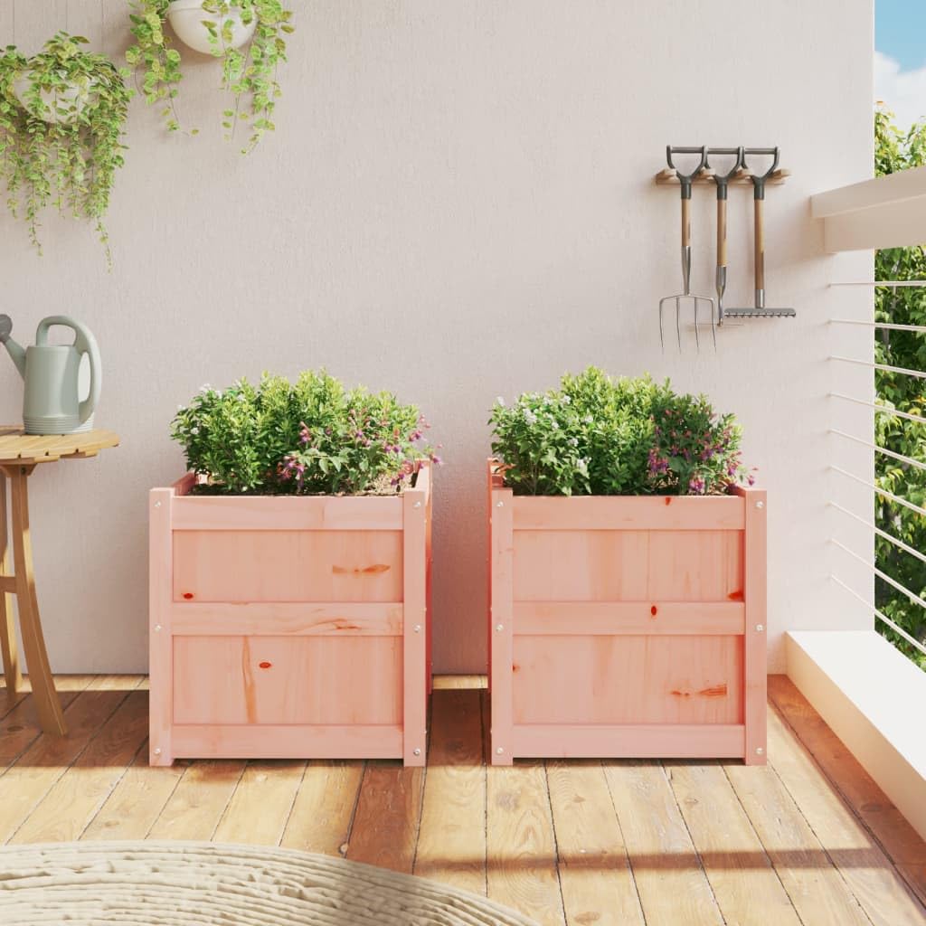 Pflanzkübel aus Douglasie 50 x 50 x 50 cm 2er Set Massivholz Gartenregal für Balkon Terrasse mit Modernem Design und Langlebiger Robustheit für Indoor Outdoor