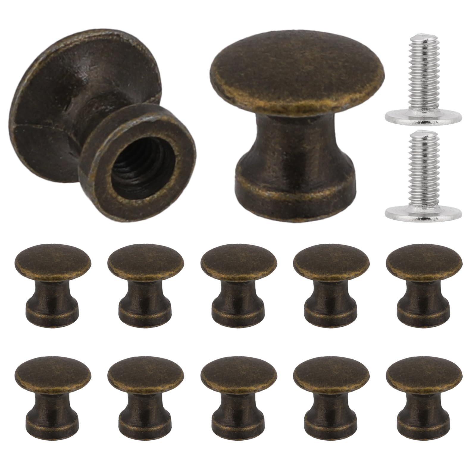 KALIONE 12 Pcs Mini Drawer Knobs, Jewelry Box Pulls, Small Cabinet Handles 1/2 Inch for Gift Case, Antique Dresser Pulls (Vintage)