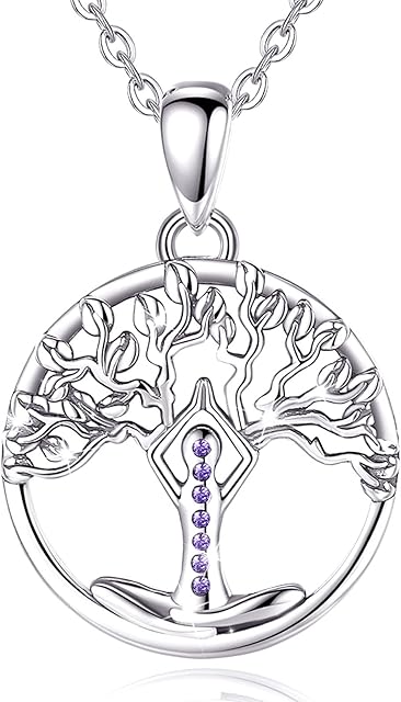 CELESTIA Chakra Tree of Life Necklace, Women 925 Sterling Silver Jewellery Healing Meditation Gifts for Her