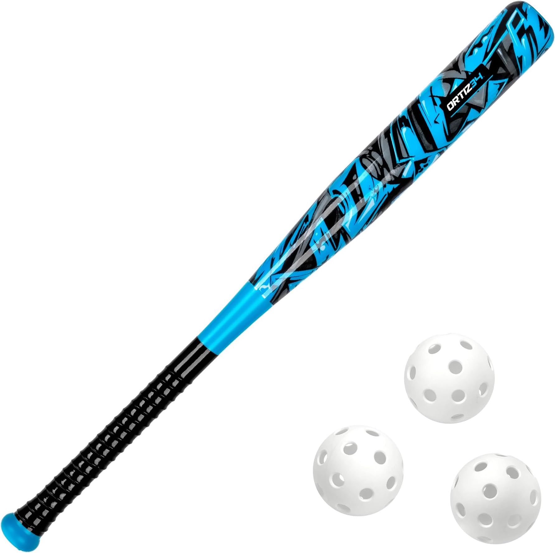 Graffiti Plastic Bat & Ball Homerun Set- David Ortiz Backyard Baseball Set for Youth, Kids, Teenagers, Adults