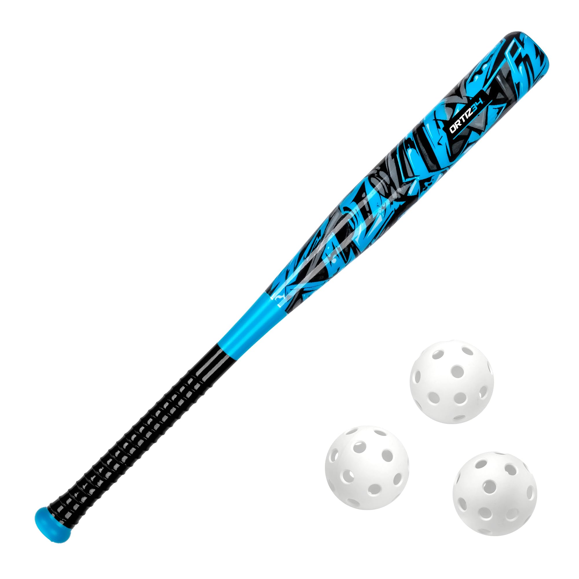 Ortiz34 Graffiti Plastic Bat & Ball Homerun Set- David Ortiz Backyard Baseball Set for Youth, Kids, Teenagers, Adults