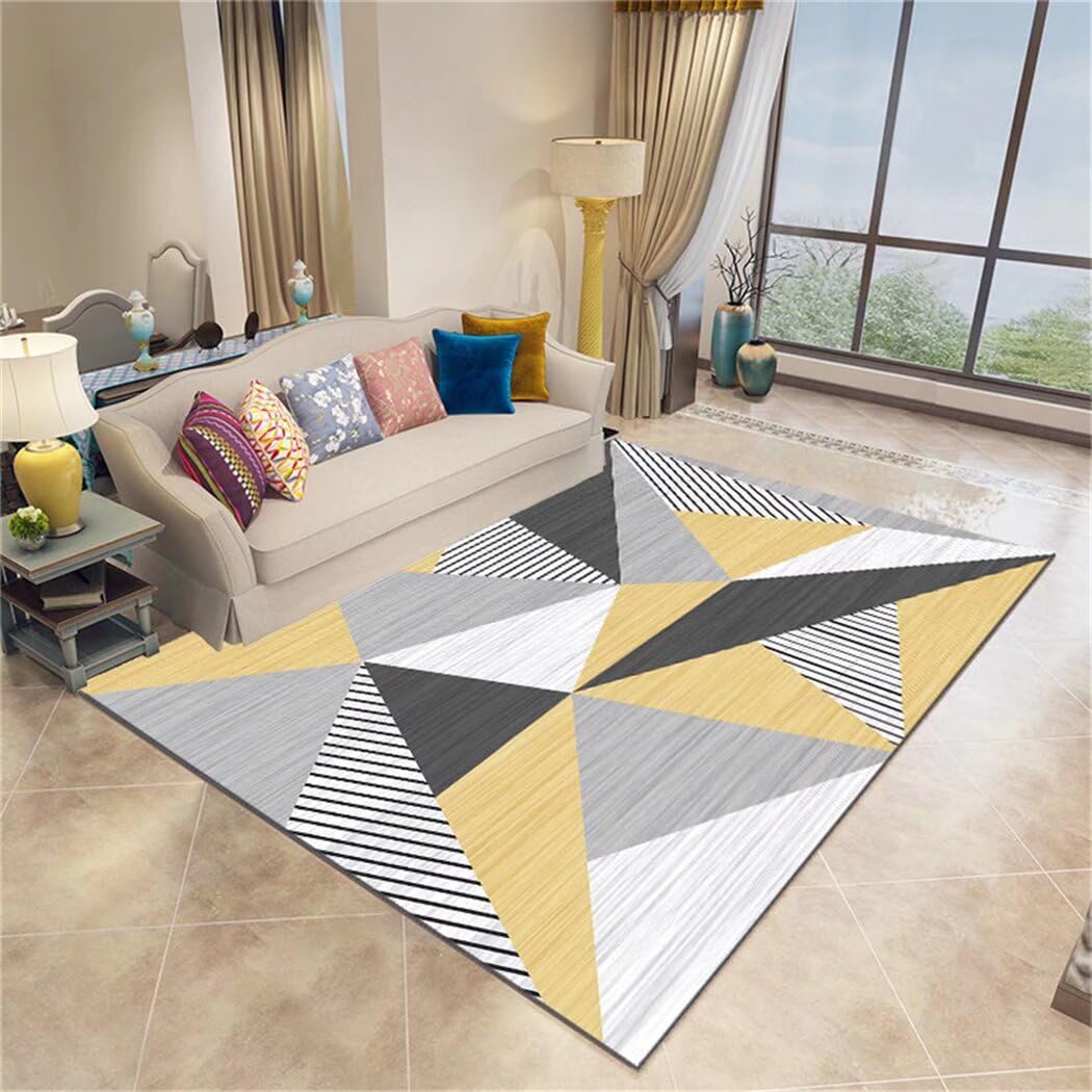 Tapis de salon gris 100x200cm lavable et antidérapant pour chambre