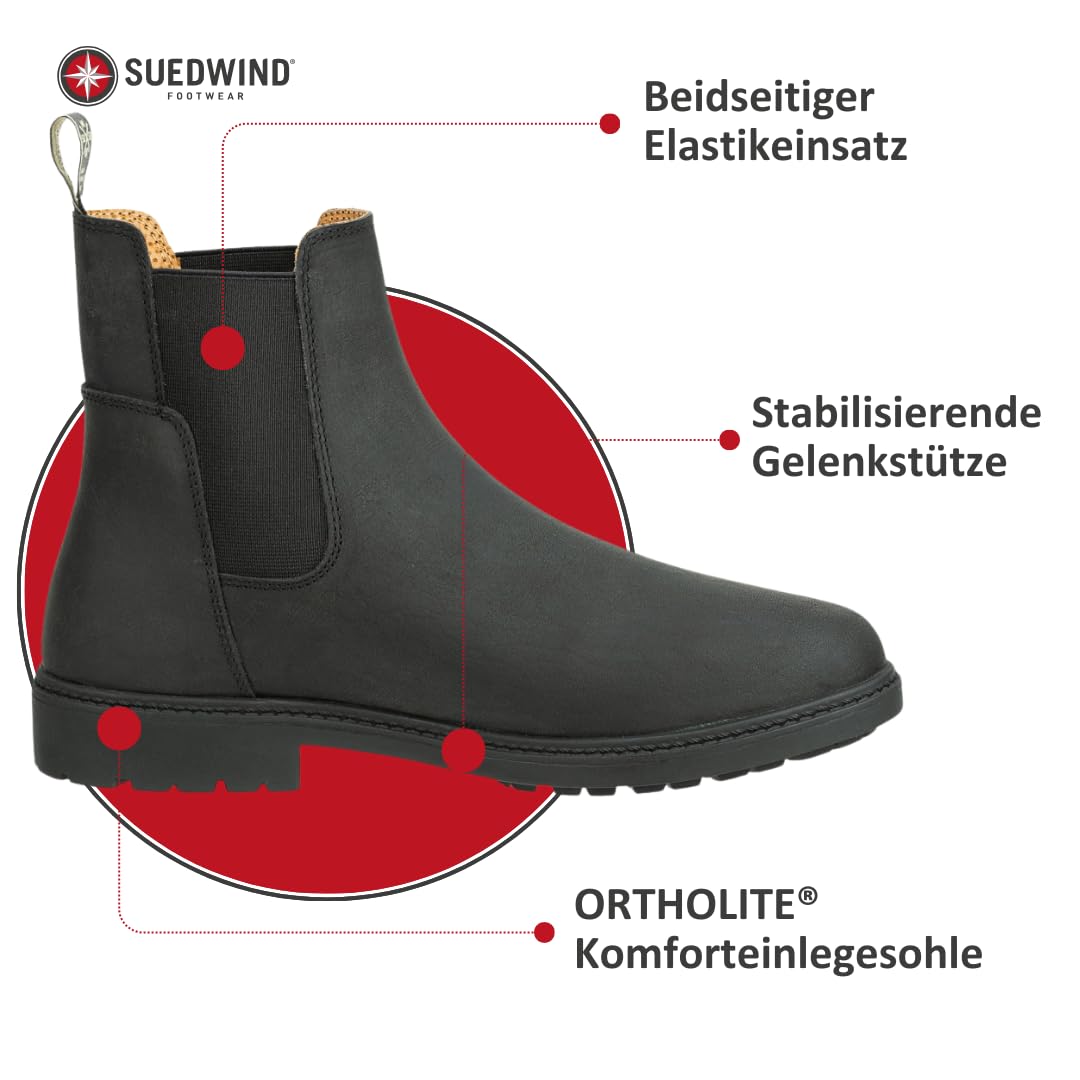 SUEDWIND FOOTWEAR Reitstiefeletten für Damen DURANGO ALL SEASON – Leder Chelsea Boots – Reit- & Freizeit-Stiefeletten – Ortholite-Innensohle, Gummisohle & Lederfutter – 2 Farben – Gr.37-43