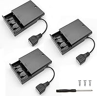 Vista 7 de OPSFALCON Soporte para 3 pilas AA, 3 cajas de batería AA, 3 cajas de soporte de batería AA de 1.5 V con interruptor de encendido/apagado y cubierta