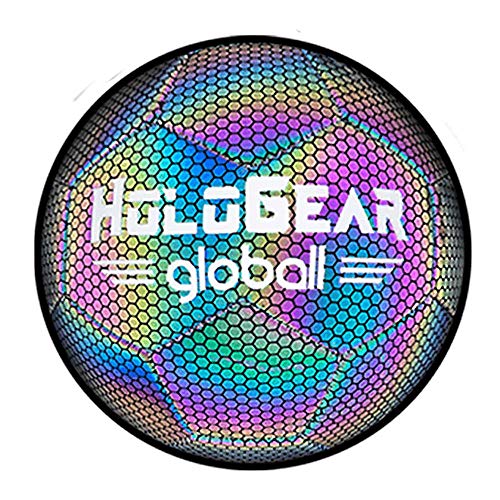 HoloGear Holographic Glowing Reflective Soccer Ball - Light Up Camera Flash Glow in