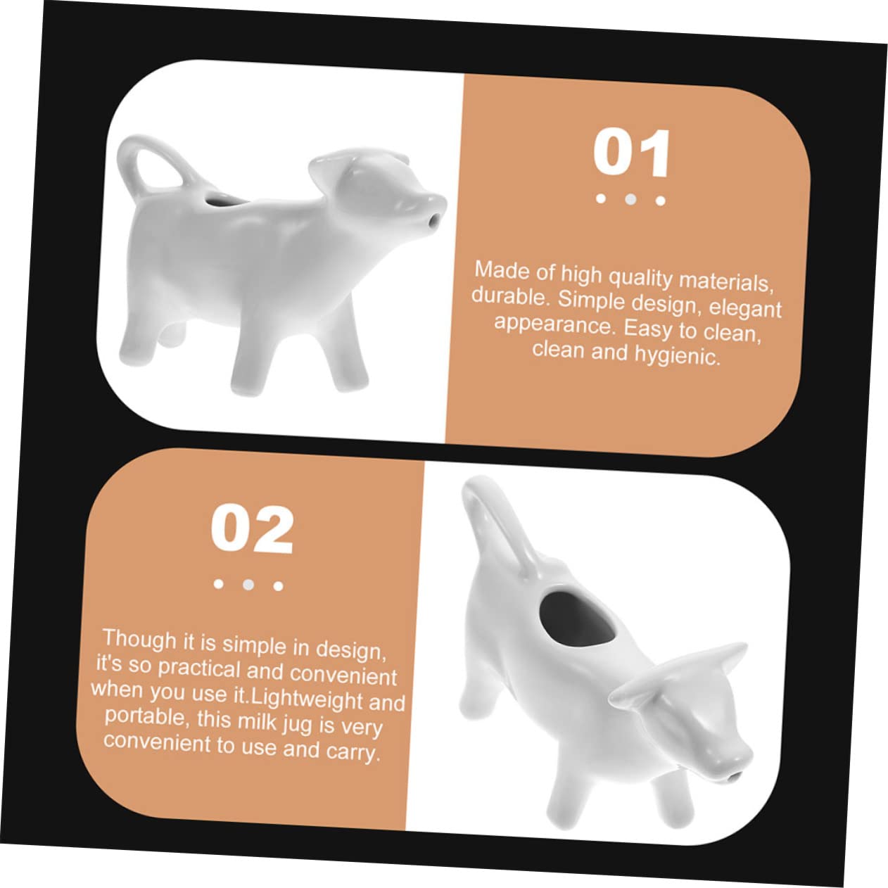 UKCOCO 3 pièces Pichets à Lait Céramique Pratique de Tasses Multi Fonctionnelles pour Lait et Sauces Design Élégant Vache