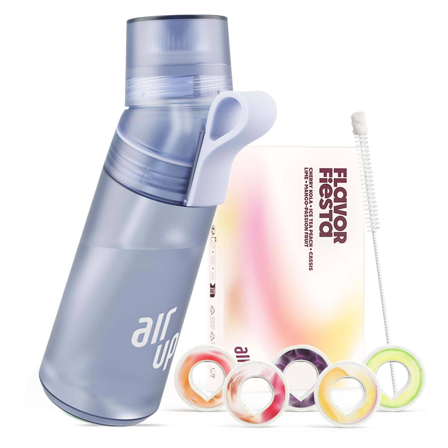 Air Up Blueberry Original Twist Pro Starter Set Water Bottle With 5 Flavour Pods + Straw Brush | 600Ml | Dishwasher Safe, Bpa Free