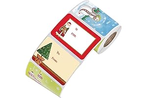 Christmas Self Adhesive Name Tags: 250 Pack Holiday Gift Tags