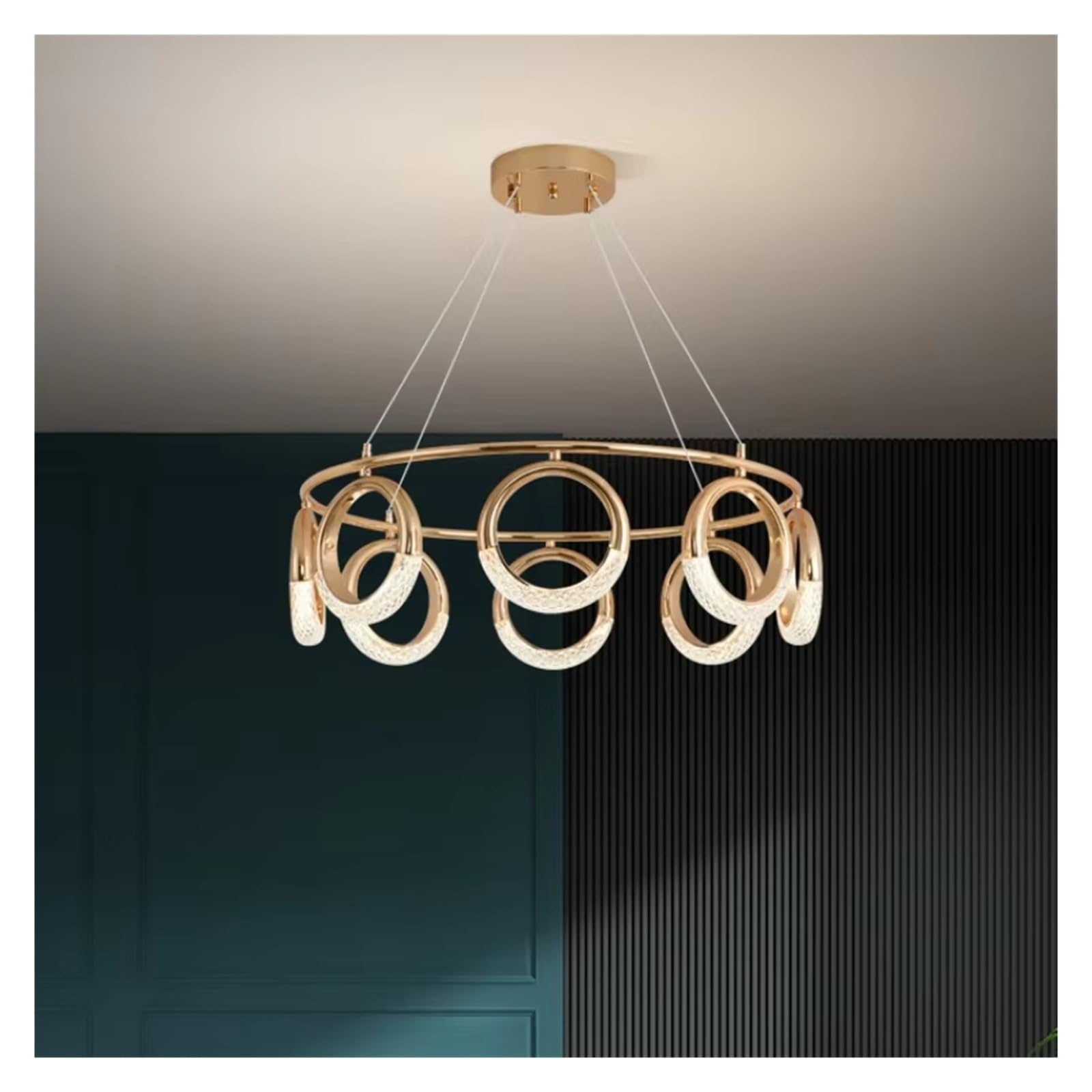 PCXEHUYP Nordic Luxury Circular Chandelier Living Room Loft Staircase Earring Hanging Lamps Indoor Decorative Fixtures ﻿