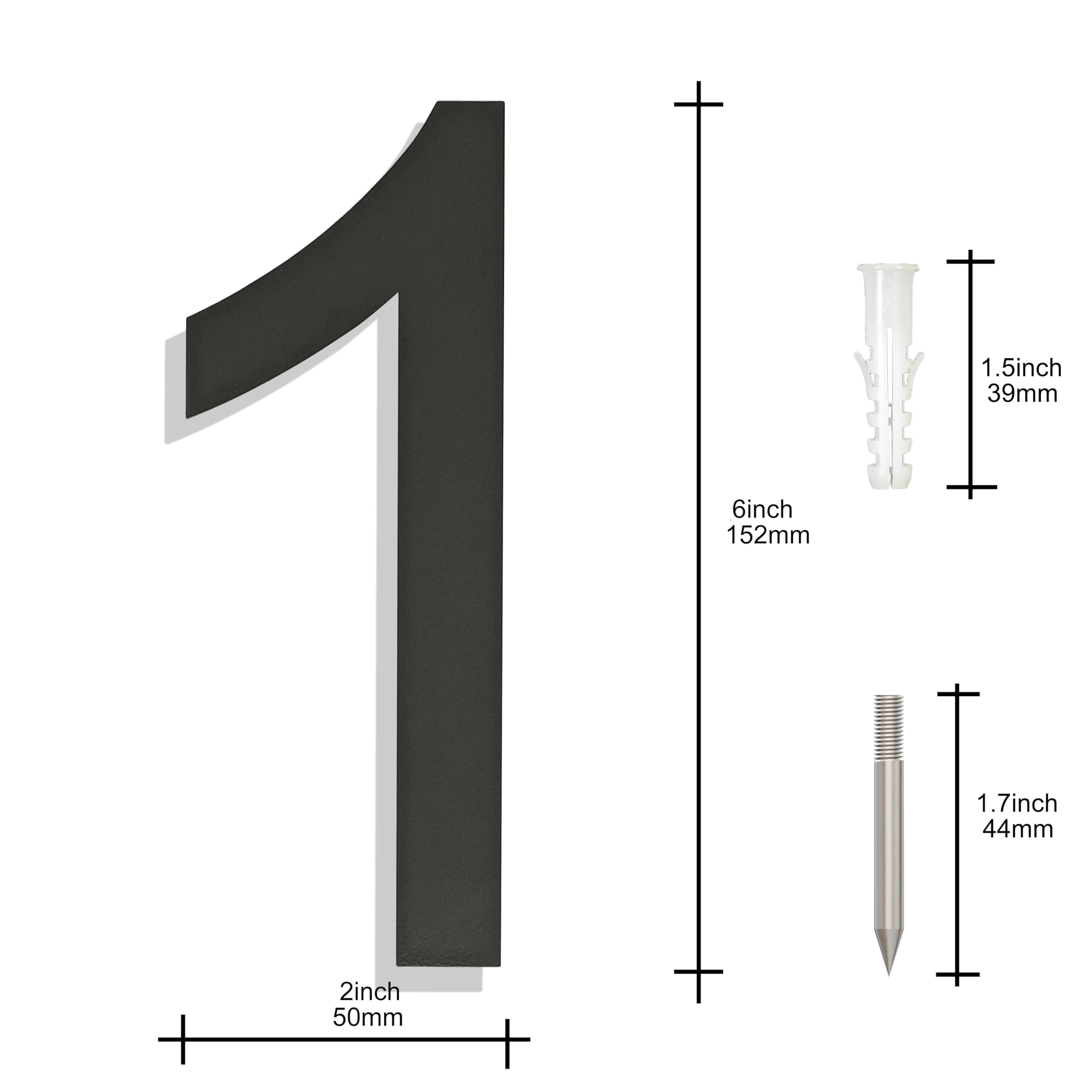 Ywonoby Stainless Steel House Numbers - Modern Floating Black Grey - 6 Inch 152mm Height - Arial Number 1 - Image 3
