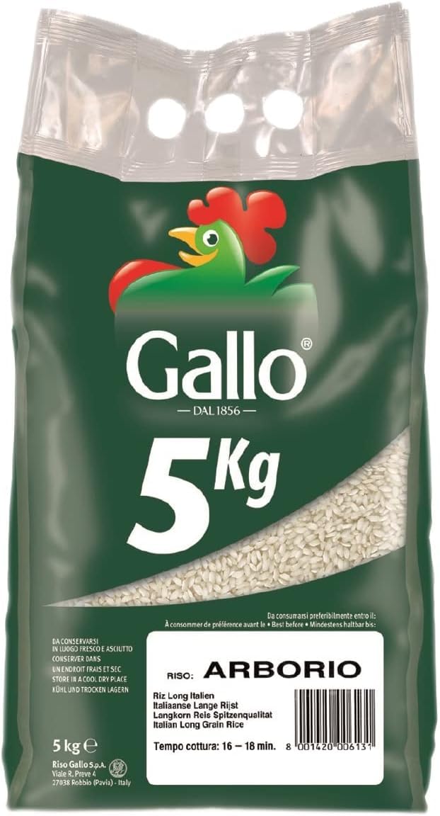 Riso Gallo Vegan Riso Arborio Rice, 5 kg (Pack of 1)