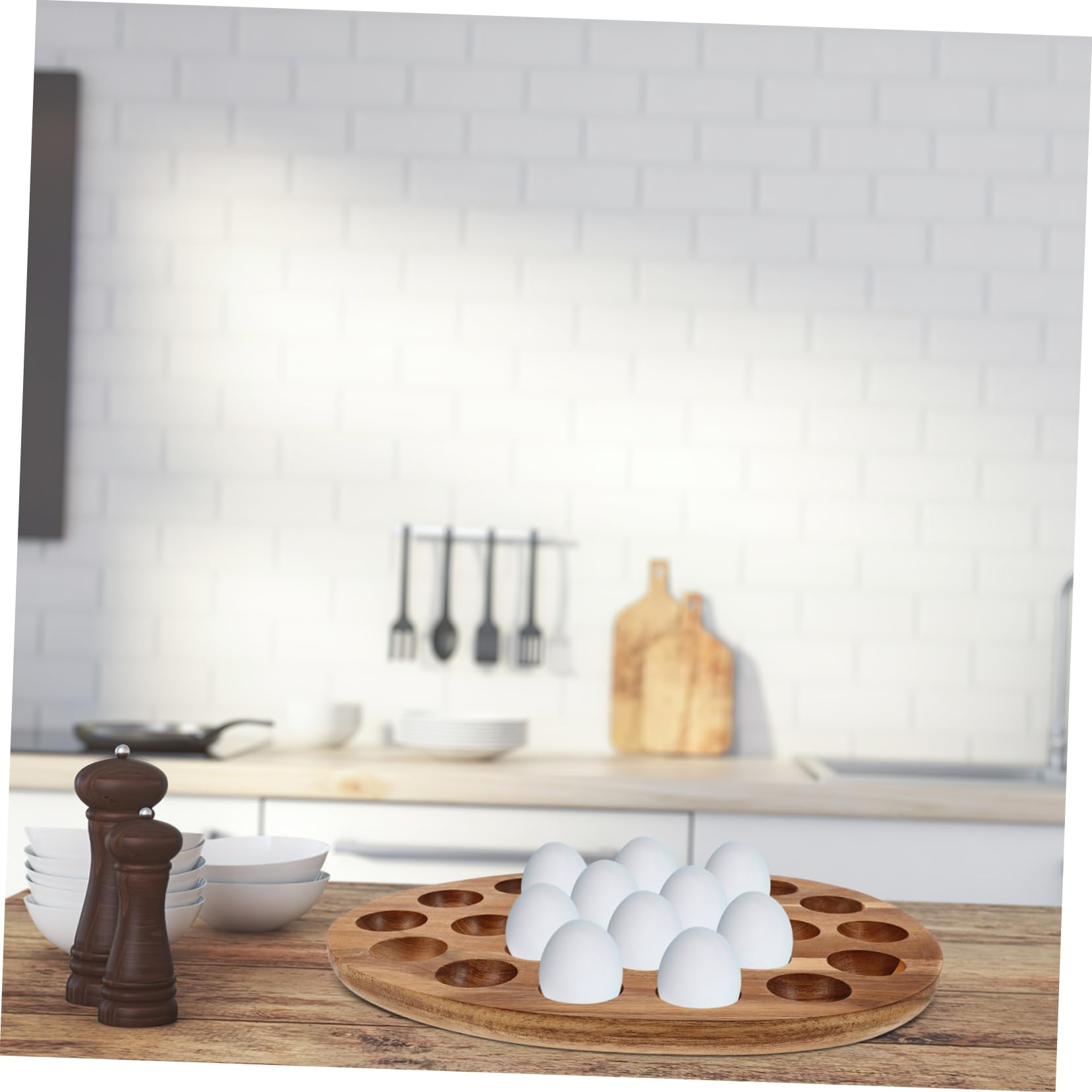 ABOOFAN Huevera De Madera Natural para Nevera 24 Compartimentos, Soporte Organizador para Huevos De Gallina, Bandeja Resistente para Almacenamiento Cocina y Refrigerador
