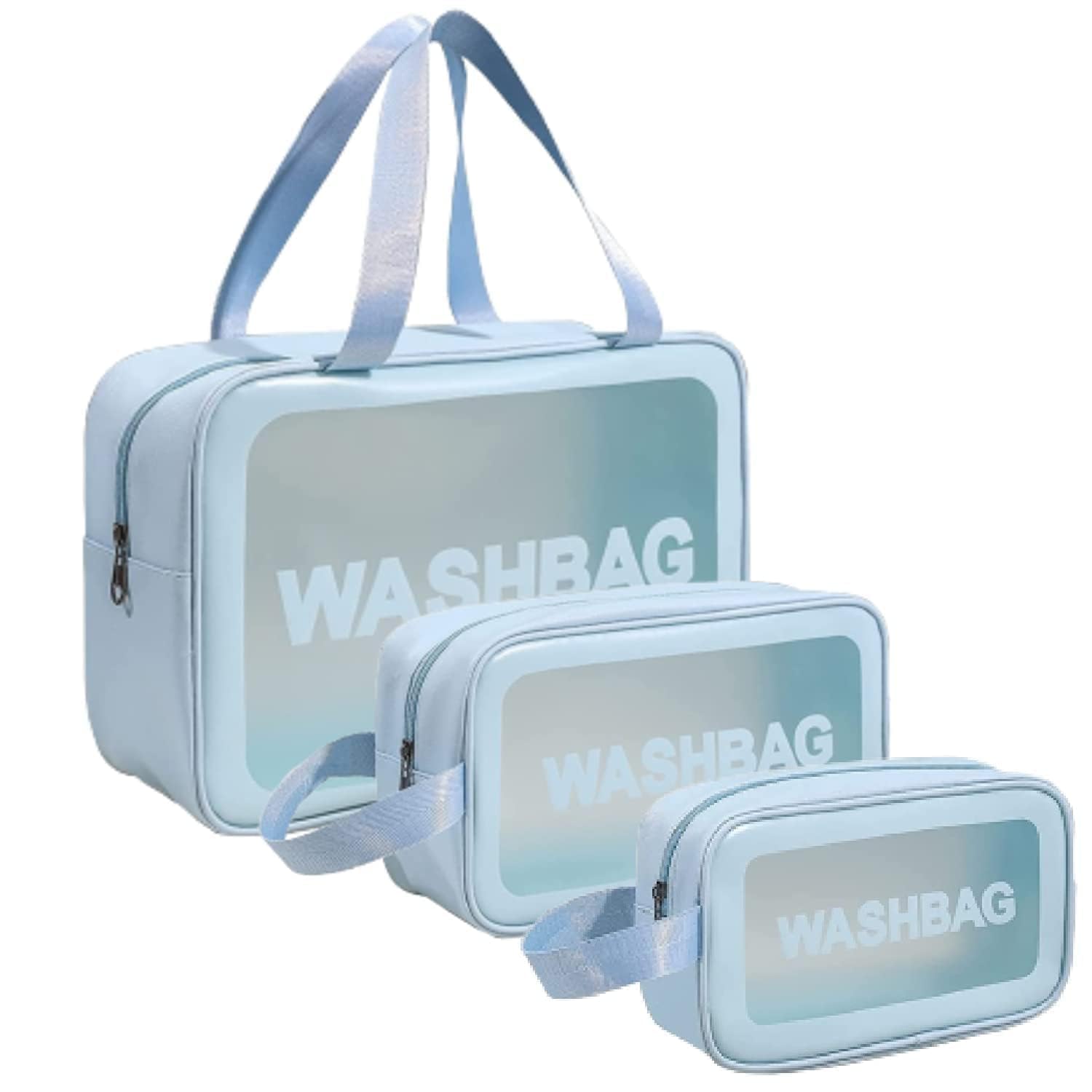 Pretty Wash Bag–Transparent Zipper Pouches for Travel Toiletries & Makeup for Essentials, Skin Care, Grooming & Cosmetics, Shaving, Bathroom and Accessories-Blue-image-21