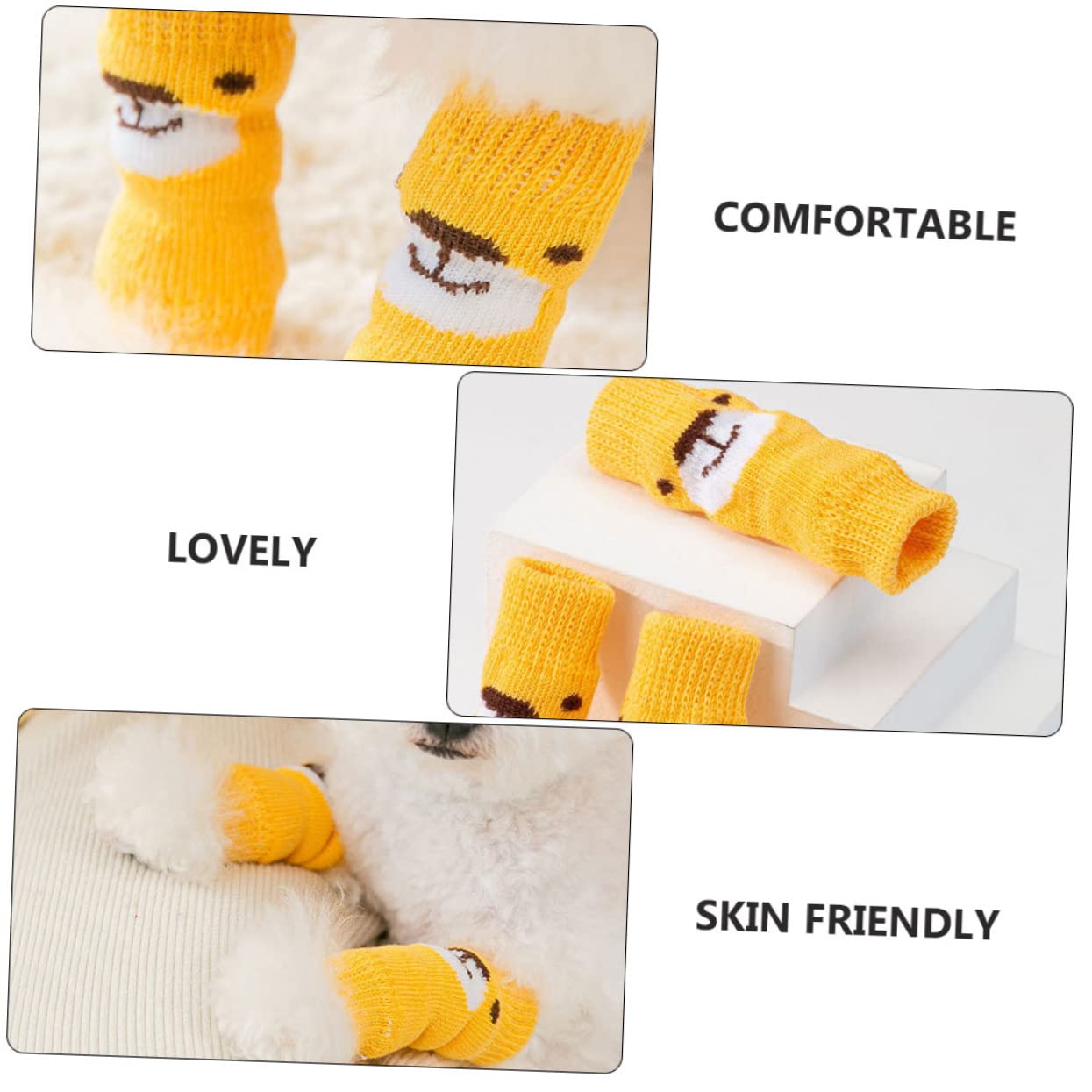 Abaodam 2Sets Adorable Dog Leg Covers of Slip Puppy Socks for Joint Protection Stylish Cartoon Design Comfortable Material for Pets Cold Weather