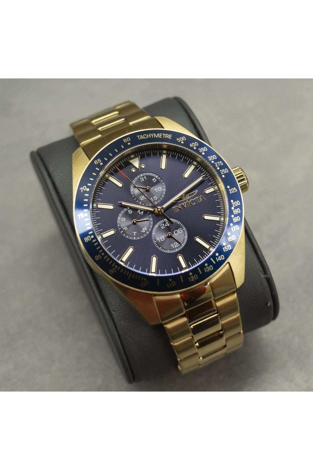 Aviador Hombres 1.772 in Acero Inoxidable Oro Azul Esfera VH67 Cuarzo 3