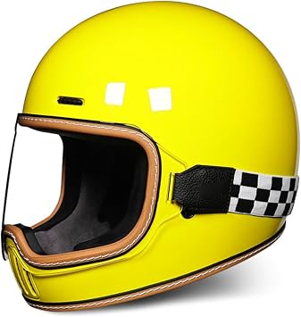 Retro Classic Full Face Motorcycle Helmet, DOT ECE Approved Street Bike Helmet with Sun Visor, Unisex-Adult Cafe Racer ATV UTV Scooter Helmets