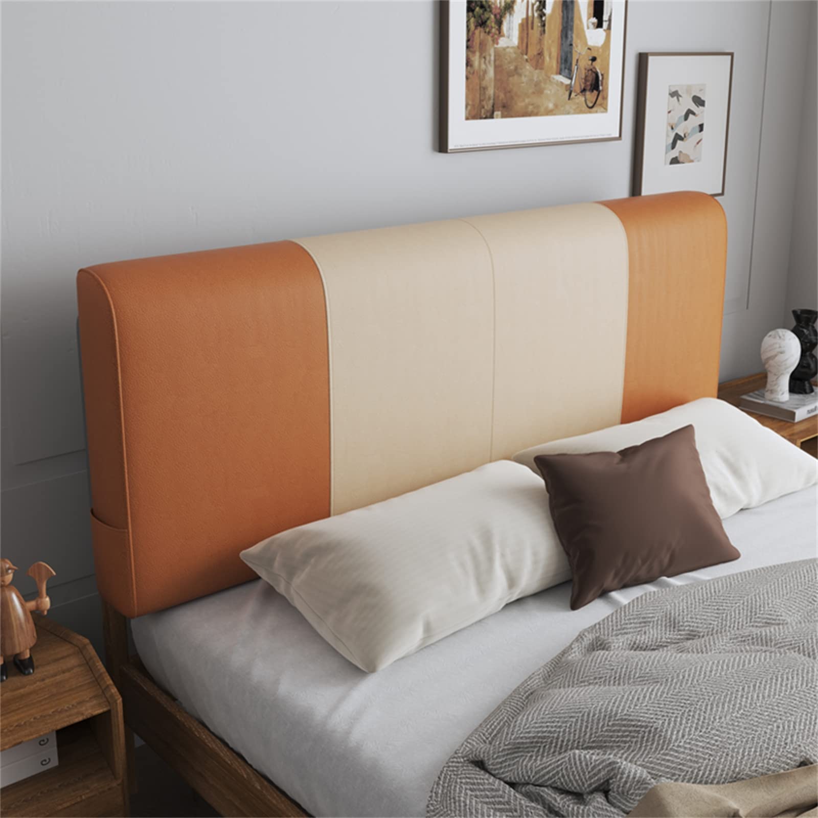 Headboard Cushion Wall Pillow,Wipeable Lumbar Support Pad Bed Backrest Removable Washable Collision Cushion for Dorm Room Daybed Full Size,D,No headboard 70.8"/180cm