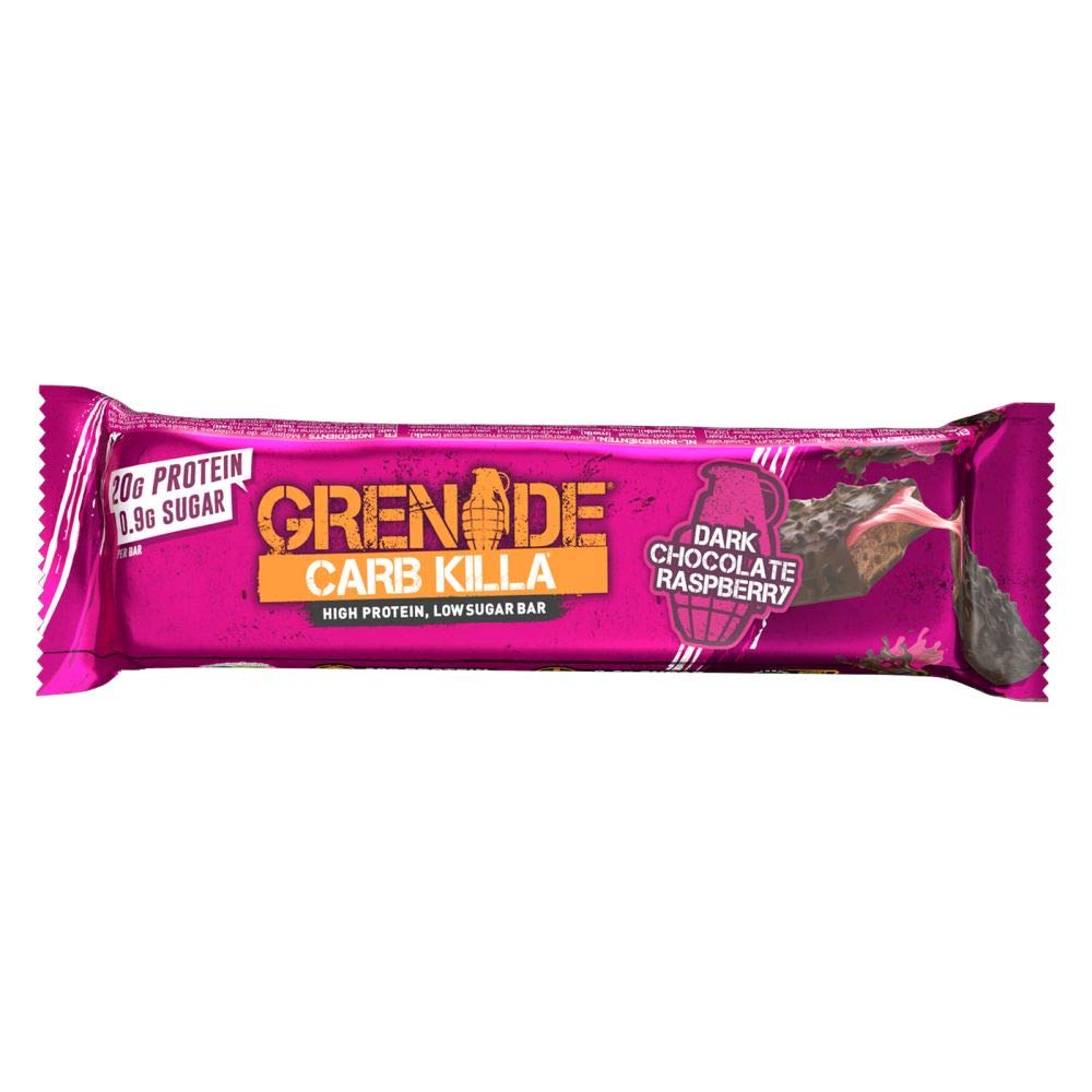 Grenade Barre Protéinée - Dark Chocolate Raspberry, 12 x 60 g | Riche en Protéines, Pauvre en Sucre, Plus de 20 g de Protein par Barre