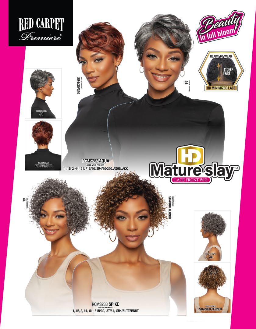 Mane Concept Red Carpet Synthetic Curly Pixie Deep Part HD Lace Front Wig - RCMS282 AQUA (51)