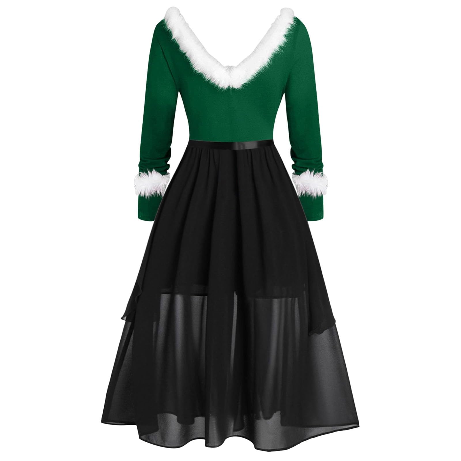 Babbo Natale Vestito, Abito da Donna di Natale Invernale Velluto Scollo a V Velluto Abito da Sera Manica Lunga Taglie Forti Swing Mini Abiti Costume Natale Donna Vestito Capodanno Donna