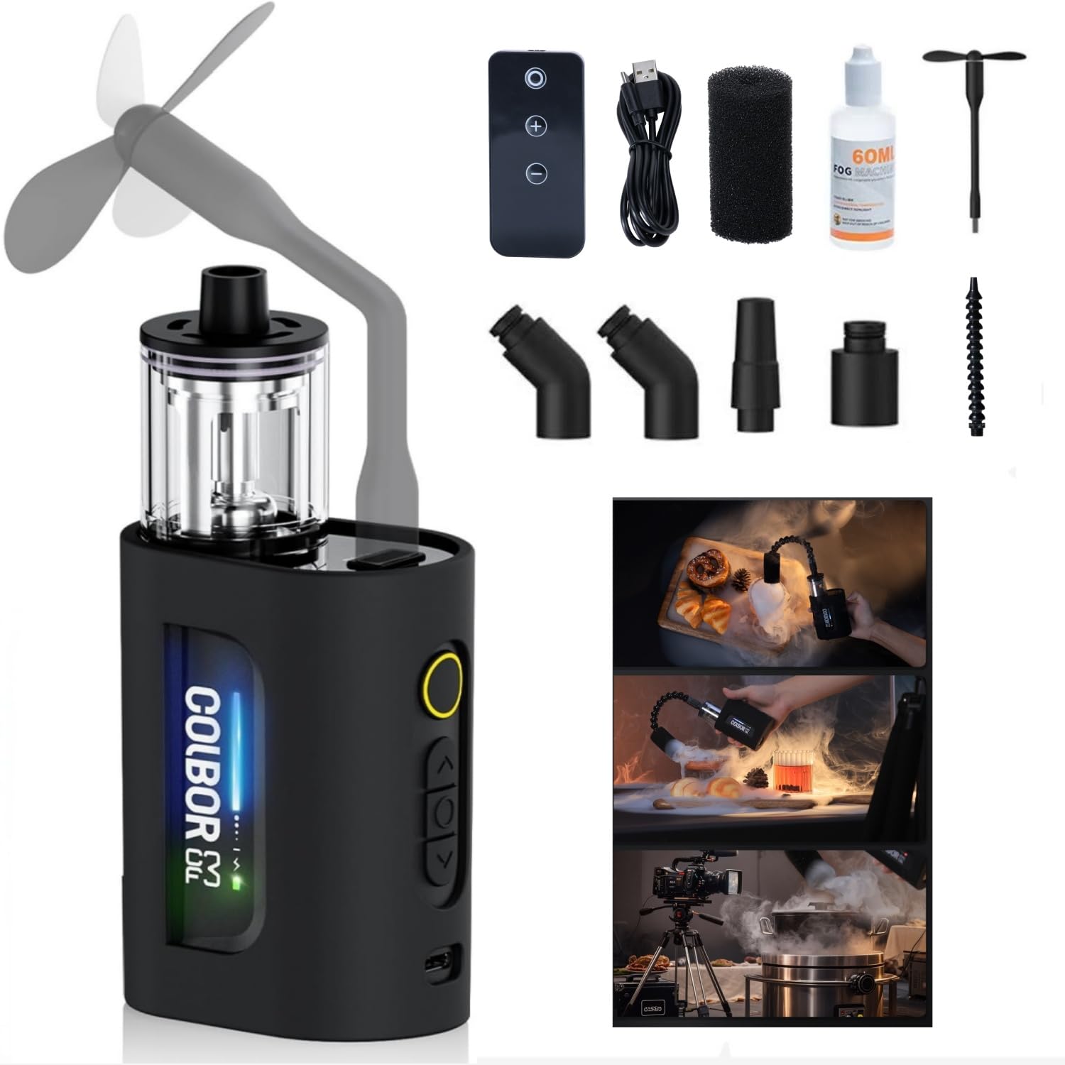 COLBOR CF3 Fog Machine with Remote Control, Portable Smoke Machine with 60° Tilt Protection Device for Photography, Mini Fog Smoke Machine for Video Production, Halloween, Cosplay-image-15