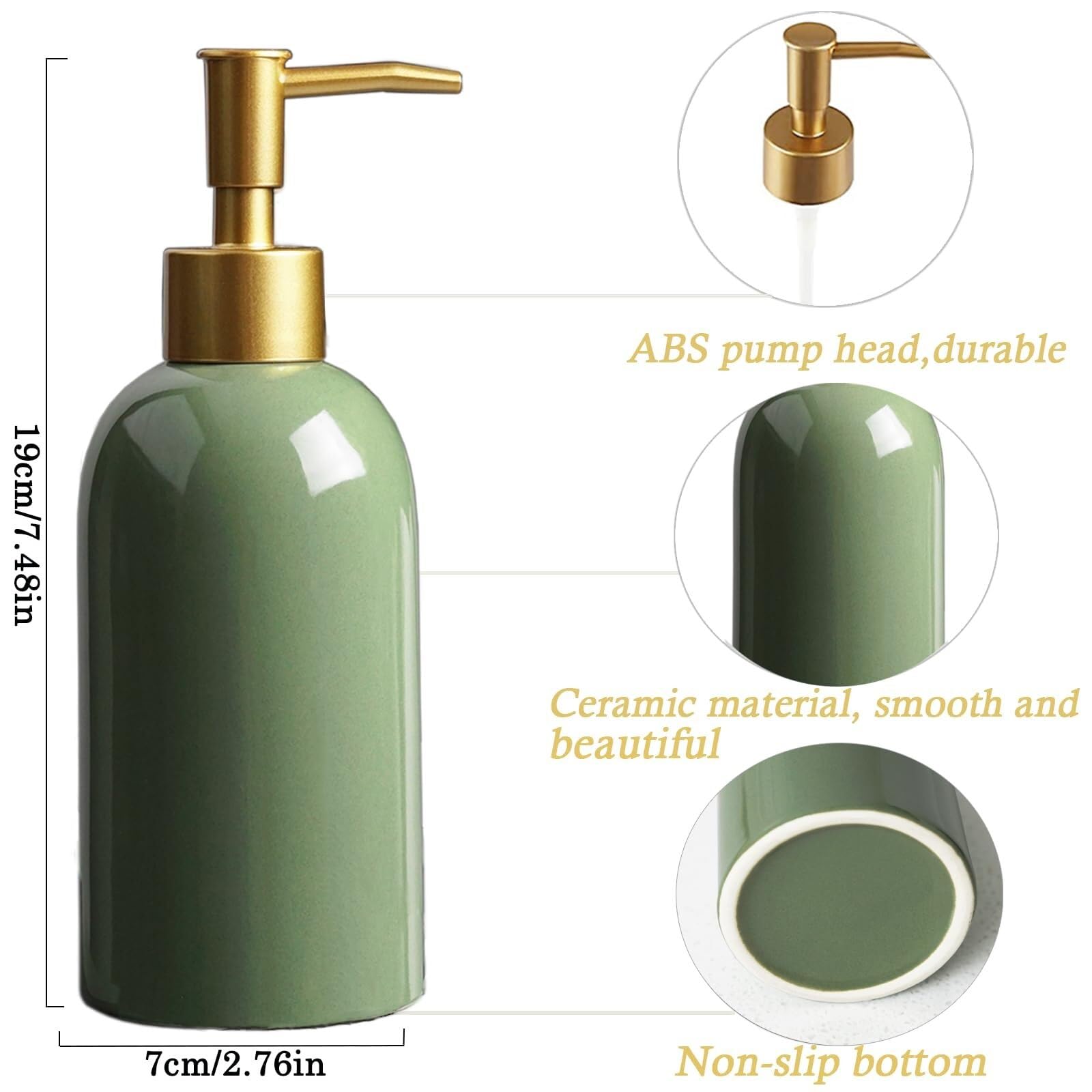 Distributeur Savon Liquide Bouteille distributrice de Savon en céramique avec Pompe Bain