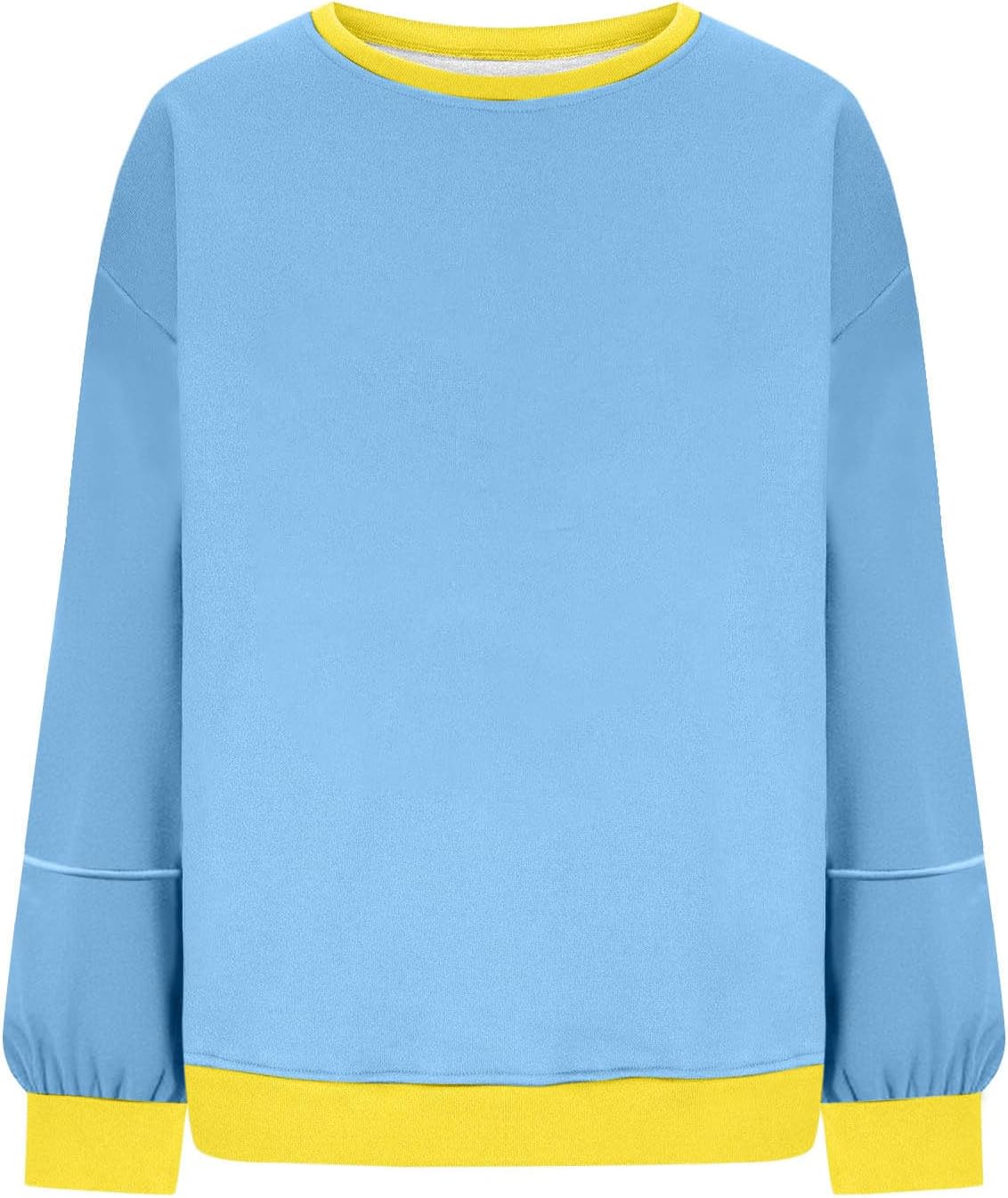 Women's Oversized Sweatshirts Crewneck Long Sleeve Pullover Cute Color Block Casual Fleece Y2k Cropped Tops
