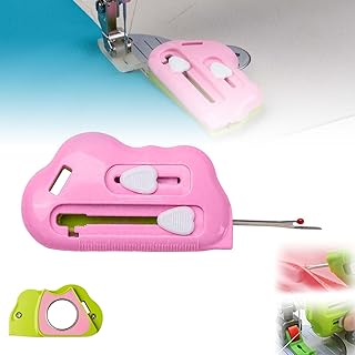 3 in 1 Magnetic Seam Guide for Sewing Machine with Seam Rippers & Needle Threader, Multifunctional Magnetic Sewing Guide Hemmer with Scale Universal Sewing Supplies & Accessories (PinkSeam Ripper)
