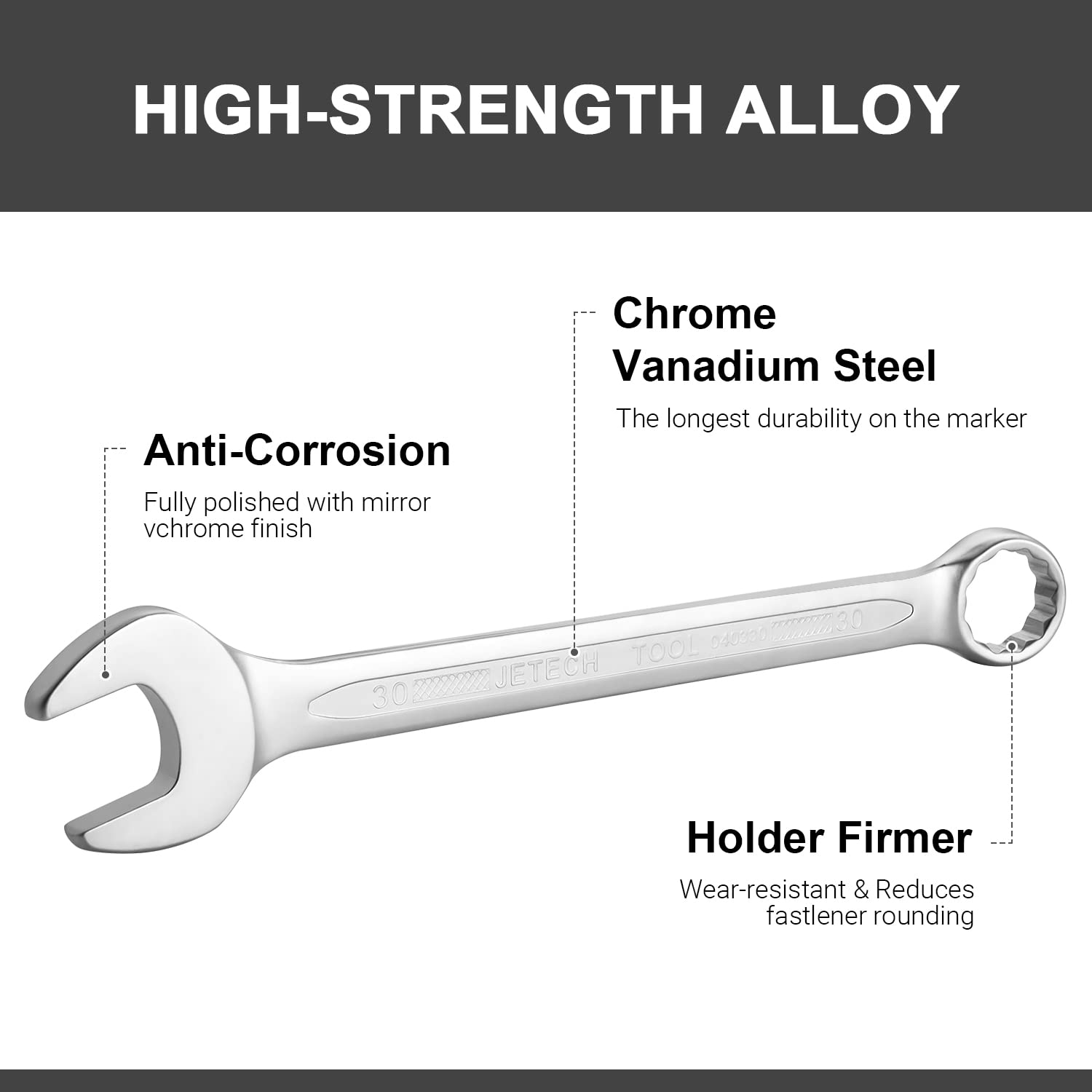 Jetech 30mm Combination Wrench - Chrome Steel -3 Jetech 30mm Combination Wrench - Chrome Steel -3